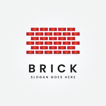 red brick, pile and stack balance bricks logo vector illustration design template product