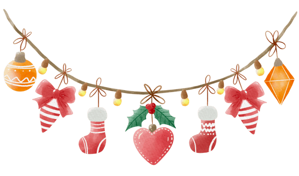 Garland Watercolor Christmas decorations hand drawn illustrations watercolor winter isolated decors, printable, decors, cards, invitations, greeting cards, holiday gifts png