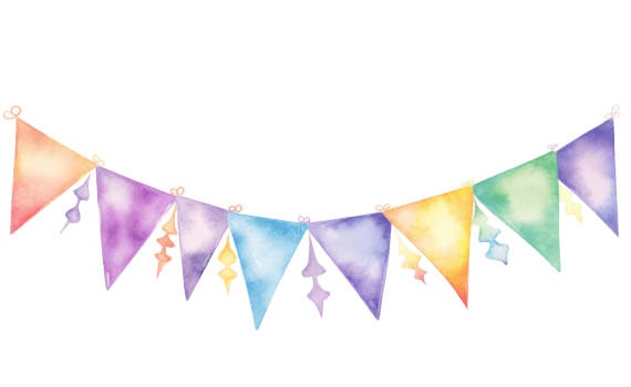 AI generated watercolor bunting garland isolated png