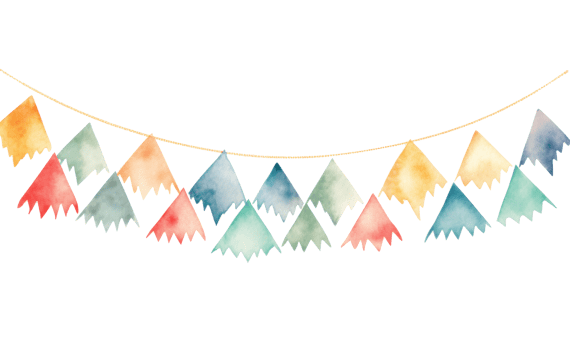 AI generated watercolor bunting garland isolated png