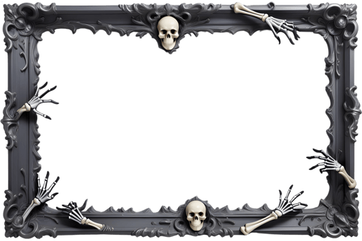 AI generated Skull 3D border frame PNG transparent background
