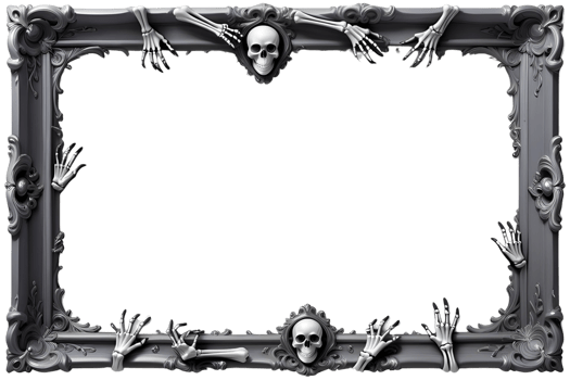 AI generated Skull 3D border frame PNG transparent background