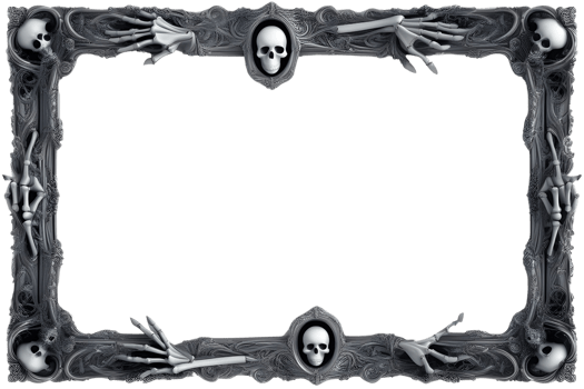AI generated Skull 3D border frame PNG transparent background