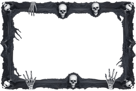 AI generated Skull 3D border frame PNG transparent background