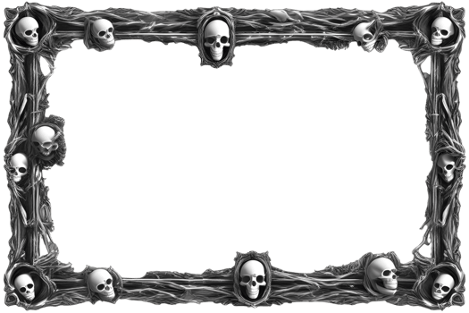 AI generated Skull 3D border frame PNG transparent background