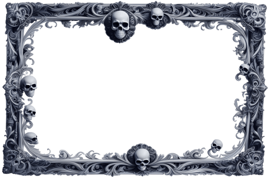 AI generated Skull 3D border frame PNG transparent background