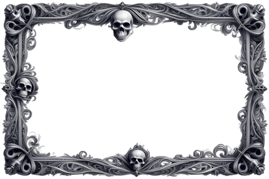 AI generated Skull 3D border frame PNG transparent background