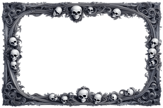 AI generated Skull 3D border frame PNG transparent background