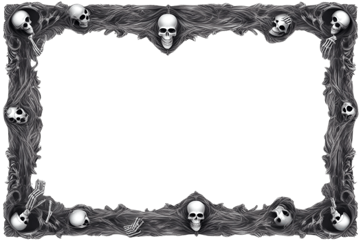 AI generated Skull 3D border frame PNG transparent background