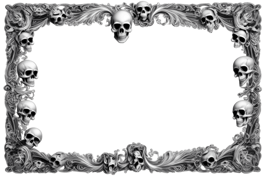 AI generated Skull 3D border frame PNG transparent background