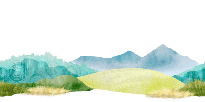 Mountains, forest and field. Seamless border in the form of a watercolor landscape. For printing packaging, wallpaper, towels, banners, invitations and website designs. Stylized for a children's theme png