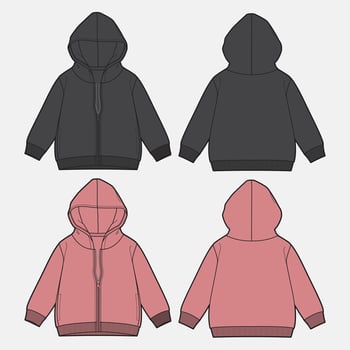 Black and purple Color hoodie vector illustration template front and back views