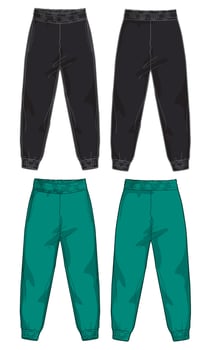 Black and green color sweatpants vector illustration template for ladies
