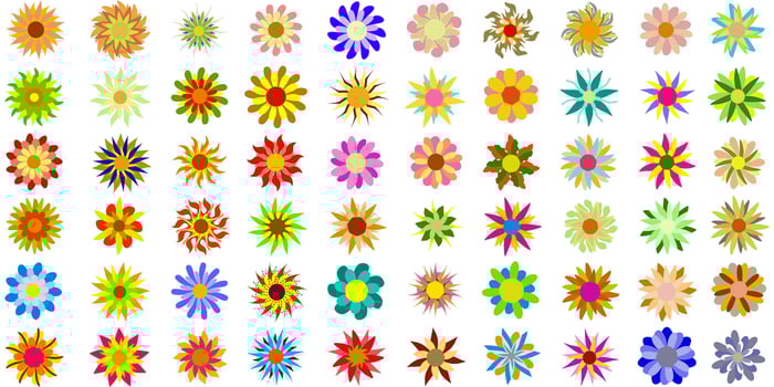 Illustration set of many flower icons. Perfect for stickers, hat designs, invitation cards, book covers, posters vector