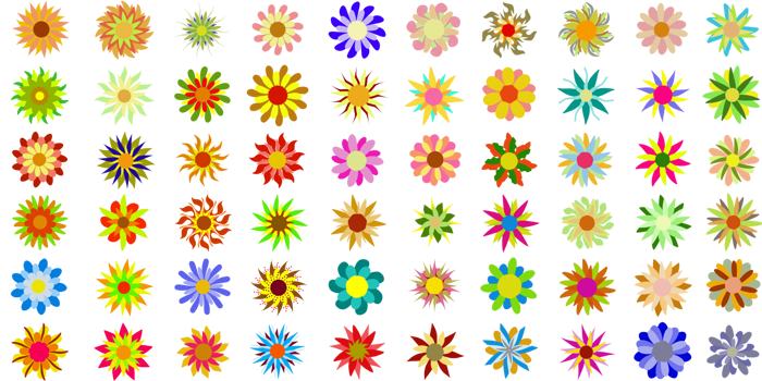 Illustration set of many flower icons. Perfect for stickers, hat designs, invitation cards, book covers, posters png