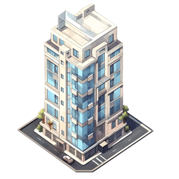 AI generated Watercolor of isometric building. Isolated no background Generative Ai png