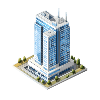 AI generated Watercolor of isometric building. Isolated no background Generative Ai png