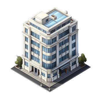 AI generated Watercolor of isometric building. Isolated no background Generative Ai png