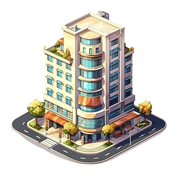 AI generated Watercolor of isometric building. Isolated no background Generative Ai png