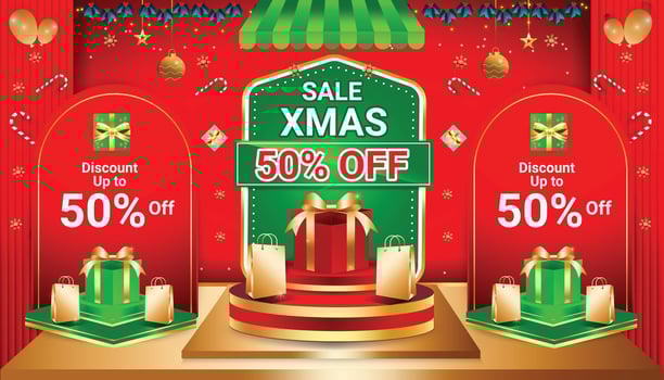 CHRISTMAS SALE SOCIAL MEDIA POST BACKGROUND BANNER FLYER DISCOUNT DECEMBER END YEAR TEMPLATE 9 vector