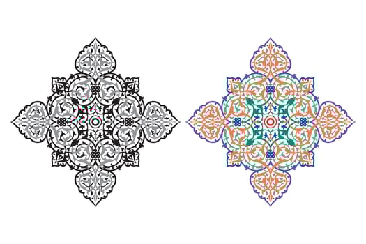 Vintage floral calligraphic floral vignette scroll corners ornamental design elements black and color set isolated vector
