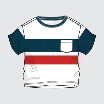 Short sleeve t shirt with pocket vector illustration template for baby boys