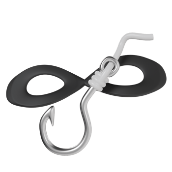 3d icon of thief black mask and fishing hook. phishing crime illustration concept png