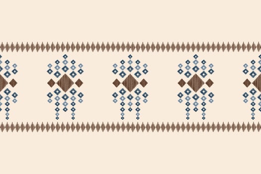 Ethnic Ikat fabric pattern geometric style.African Ikat embroidery Ethnic oriental pattern brown cream background. Abstract,vector,illustration.Texture,clothing,frame,decoration,carpet,motif. vector