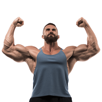 AI generated Man athlete flexing muscle isolated on transparent background png