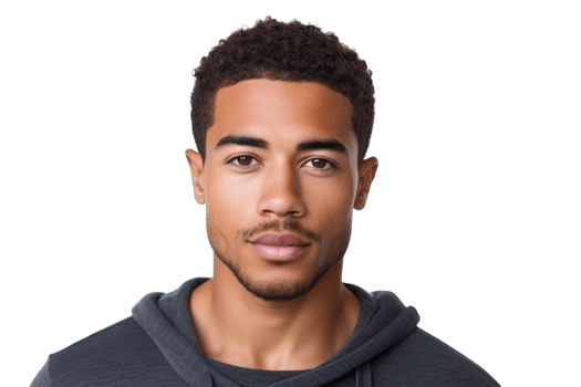 AI generated Cheerful black man looking at camera isolated on transparent background. African american male person portrait png