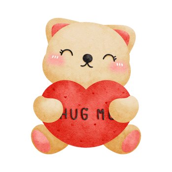a cute teddy bear holding a heart with the words hug me png