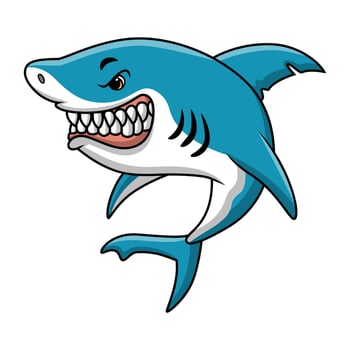 Cute shark cartoon on white background vector