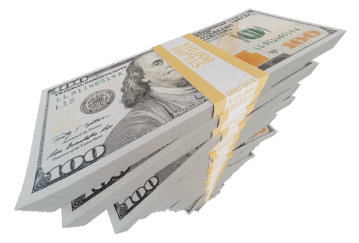 Stacks of One Hundred Dollar Bills Isolated. Transparent PNG. png