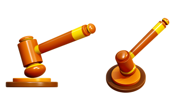 3D rendering of judge hammer, judicial gavel, Auction hammer png