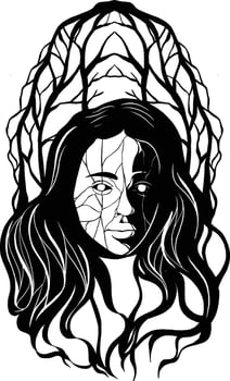 Women in black hand drawn illustration vector