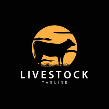 Cow Logo, Cattle Farm Vector, Silhouette Simple Minimalist Design Illustration, Symbol Template vector