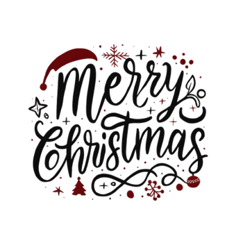 AI generated Merry Christmas, hand drawn, minimal, calligraphy, logo designs png