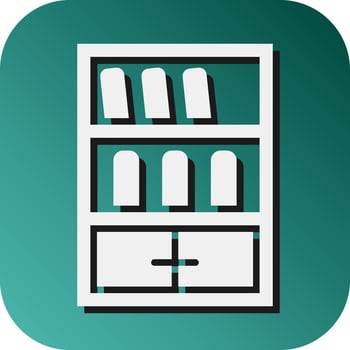 Book Shelf Vector Glyph Gradient Background Icon For Personal And Commercial Use.