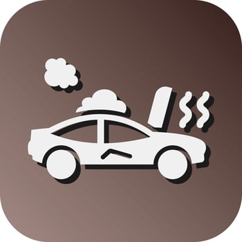 Broken Car Vector Glyph Gradient Background Icon For Personal And Commercial Use.