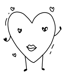a heart with a face and hands on a transparent background png