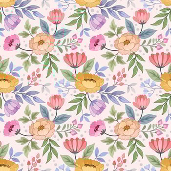Colorful hand draw flowers seamless pattern. vector