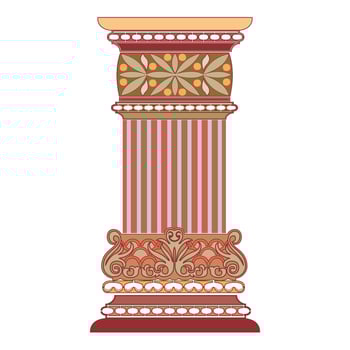 Antique white column realistic composition with isolated front view of architectural piece vector