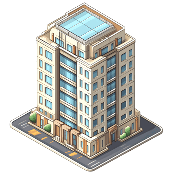 AI generated Isometric building watercolor style. Isolated no background Generative Ai png