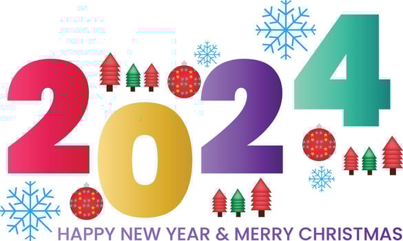 2024 Happy New Year And Merry Christmas vector