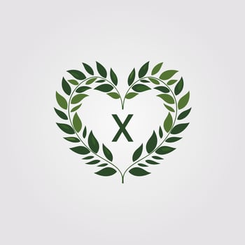 AI generated Eco-friendly fashion designer filled color initial logo idea. Minimalist floral ornament. Letters inside heart shape. Graphic design vector