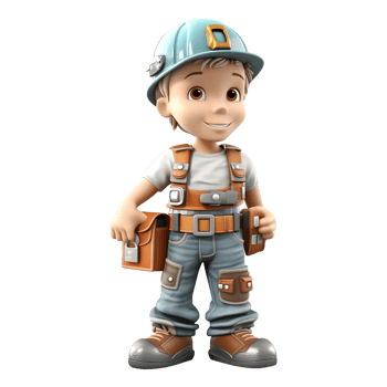 AI generated 3D Rendering of a Construction Worker on Transparent Background - Ai Generated png