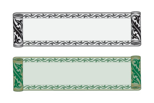 Hand drawn horizontal banners set with retro style ribbons decoration elements isolated vector illustration
