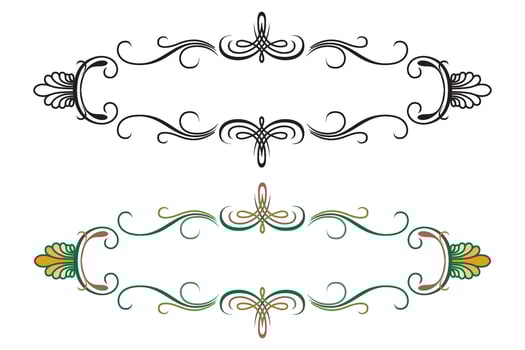Hand drawn horizontal banners set with retro style ribbons decoration elements isolated vector illustration