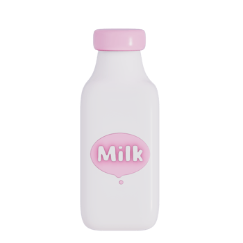 Groceries theme 3D milk product ,Strawberry Milk bottle on a transparent background,  3D rendering png