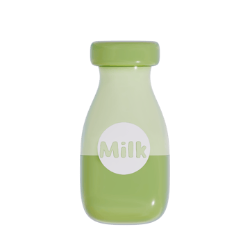 Groceries theme 3D milk product ,Green tea Milk bottle on a transparent background,  3D rendering png